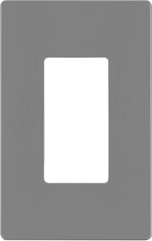 LIDER Brushed Finish Decorator Switch Cover, Screwless Wall Plate, Mid-Size 1-Gang 4.88" x 3.11", Unbreakable Polycarbonate Thermoplastic, UL Listed, LSWP-31M-BGY, Brushed Gray