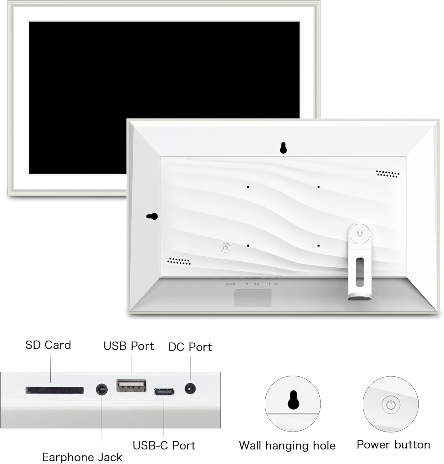 Frameo 15.6 Inch Digital Picture Frame - Large WiFi Electronic Photo Frame with 32GB Storage, 1920x1080 FHD IPS Touch Screen, Wall-Mountable & Tabletop Display, for Women & Mom, Grey
