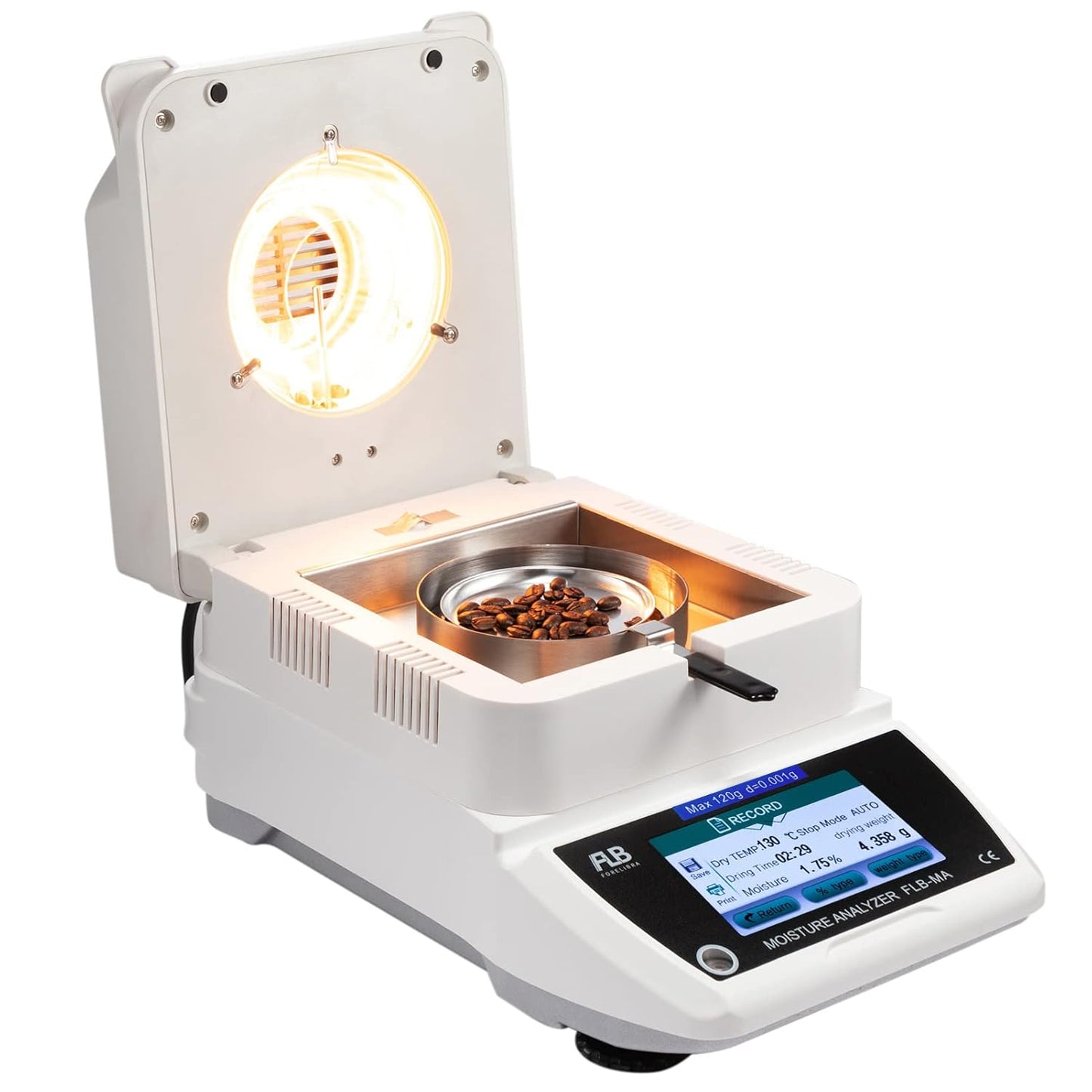 Moisture Analyzer Spanish English Germany Menu Balance Meter 0.01% Readability 0.001g 110V 3 Drying Modes Touch Screen RS232 Interface Water Content Test (120g0.001g)…