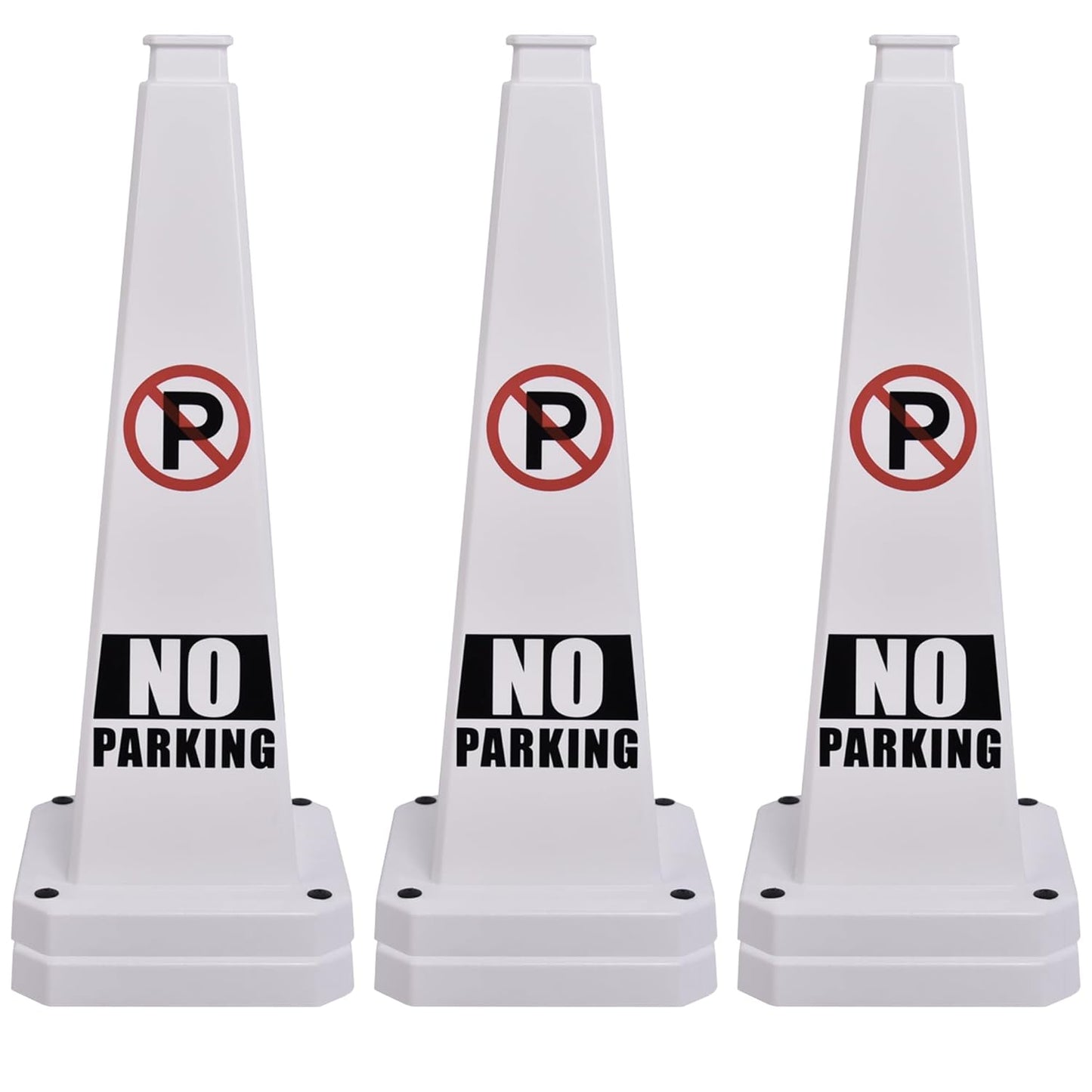 OrangeStar 6-Pack 28" No Parking Cones, Large 4-Sided Traffic Cones with Heavy Rubber Base for Parking Lot Control, Safety, Driveway | Indoor Outdoor Use