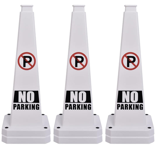 OrangeStar 6-Pack 28" No Parking Cones, Large 4-Sided Traffic Cones with Heavy Rubber Base for Parking Lot Control, Safety, Driveway | Indoor Outdoor Use