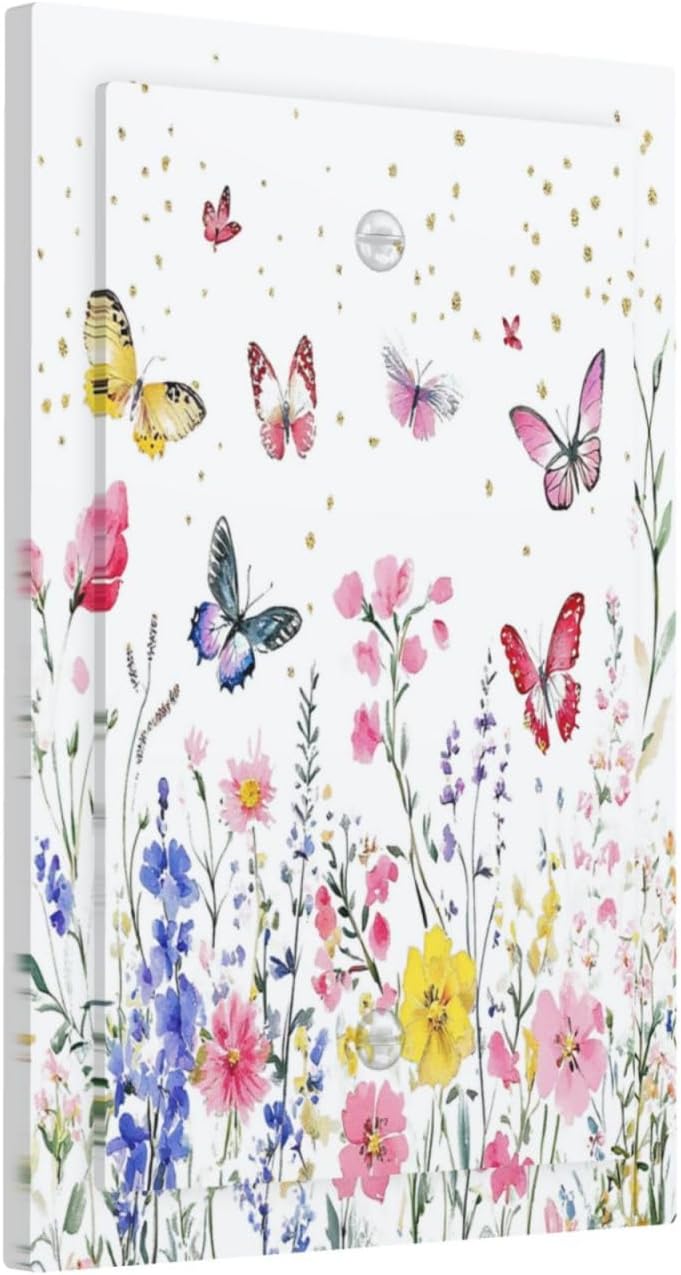 Light Switch Cover Plate Watercolor Floral Butterfly Colorful Wildflower 1 Gang No Device Blank Electrical Wall Plates Faceplate Decorative Switch Plate For Bed Room Living Room Decor