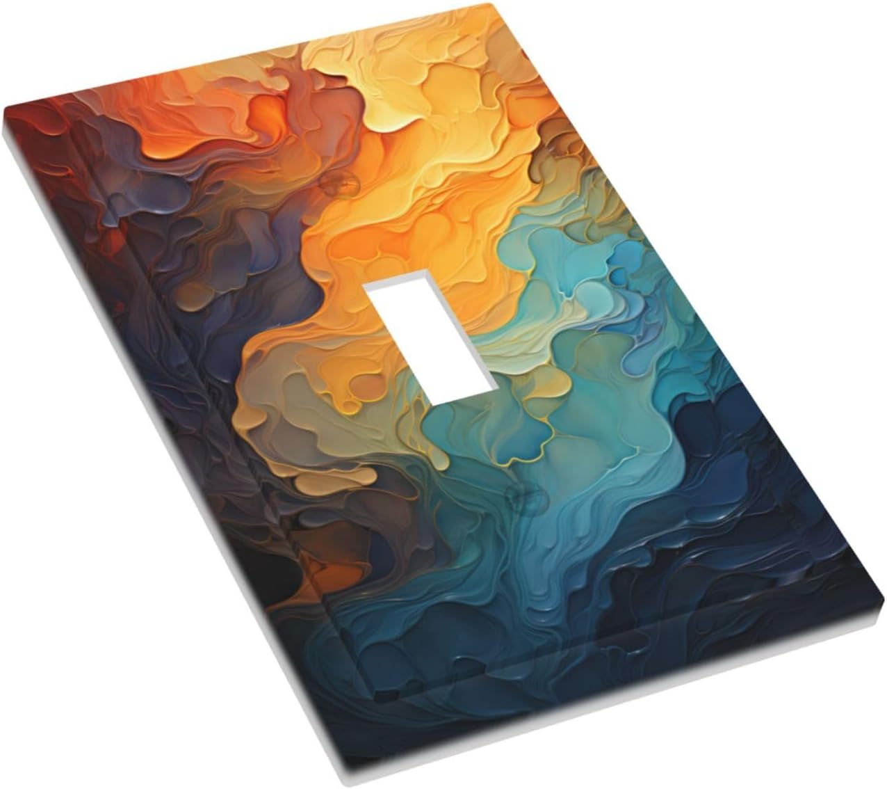 Abstract Colorful Modern Luxury Rainbow Single Toggle Light Switch Cover plate Outlet Cover Decorative Switchplate Wall Plates Electrical Panel Cover for Bathroom Living Room 5 X 3 IN