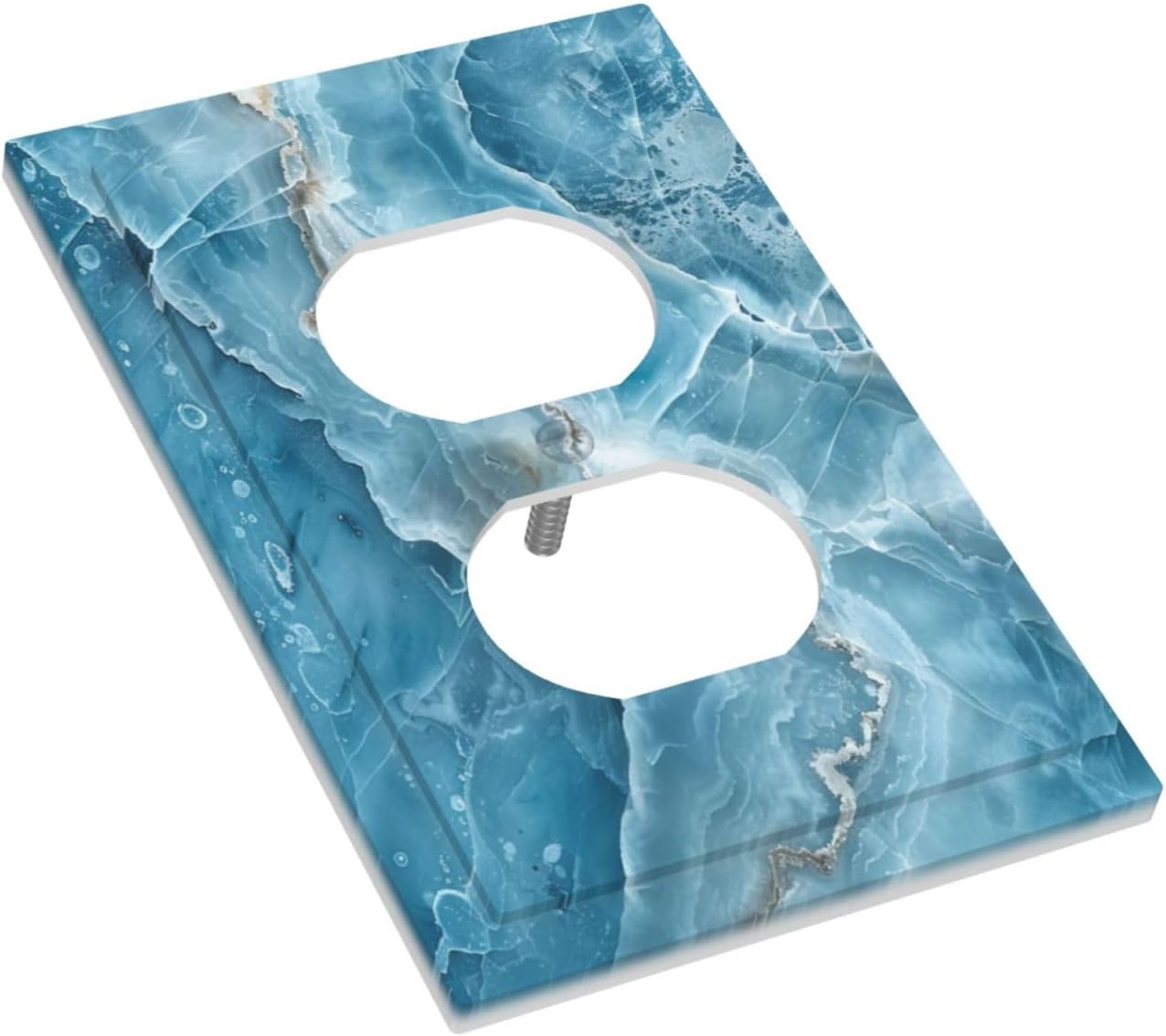 Decorative Outlet Covers Abstract Watercolor Blue Marble Texture 1 Gang Duplex Light Switch Cover Plate Unique Wall Plates for Electrical Outlets Switch Plate Covers for Bedroom Home Decor