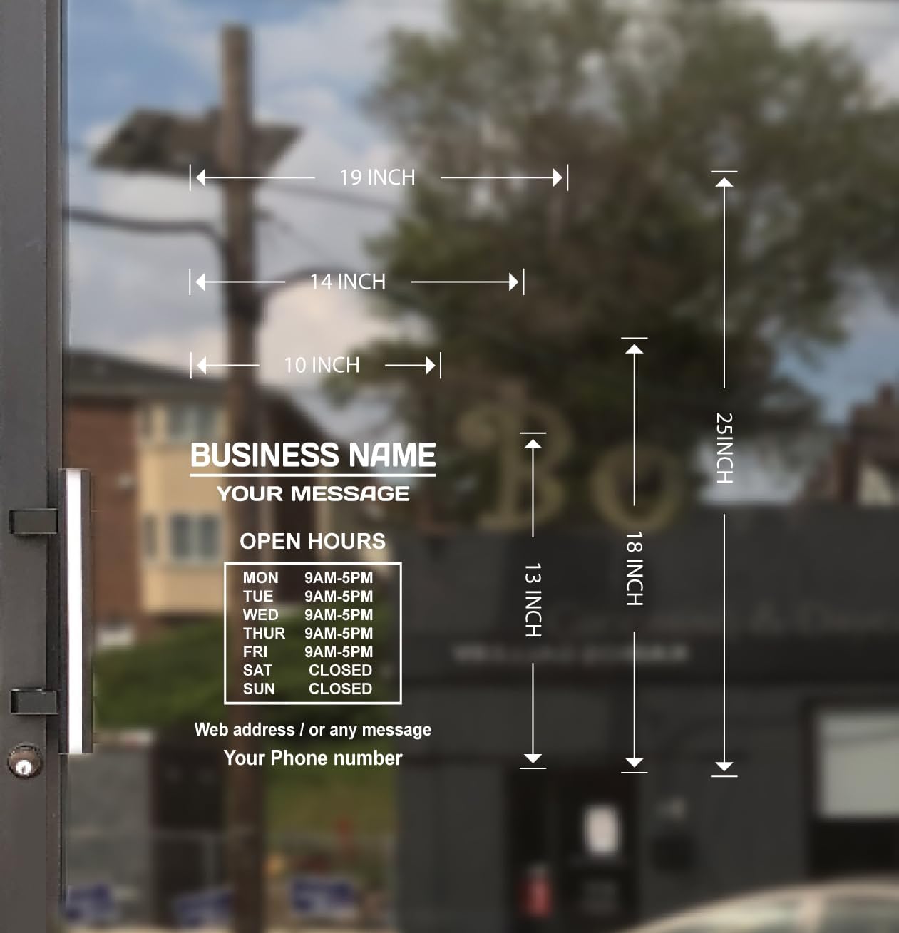 Business Hours Sign for Window – Two Title Lines (Two Line-Portrait)