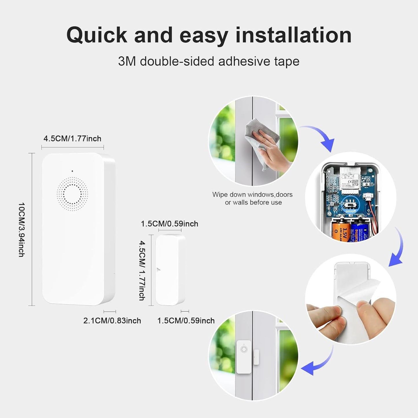 Wireless Door and Window Alarm Sensor,120dB PGST Zigbee Hub Connection Long Battery Life Door Alarms Sensor,Smart Life APP Control,Easy to Install,for Basement,Apartment,Garage,Warehouse