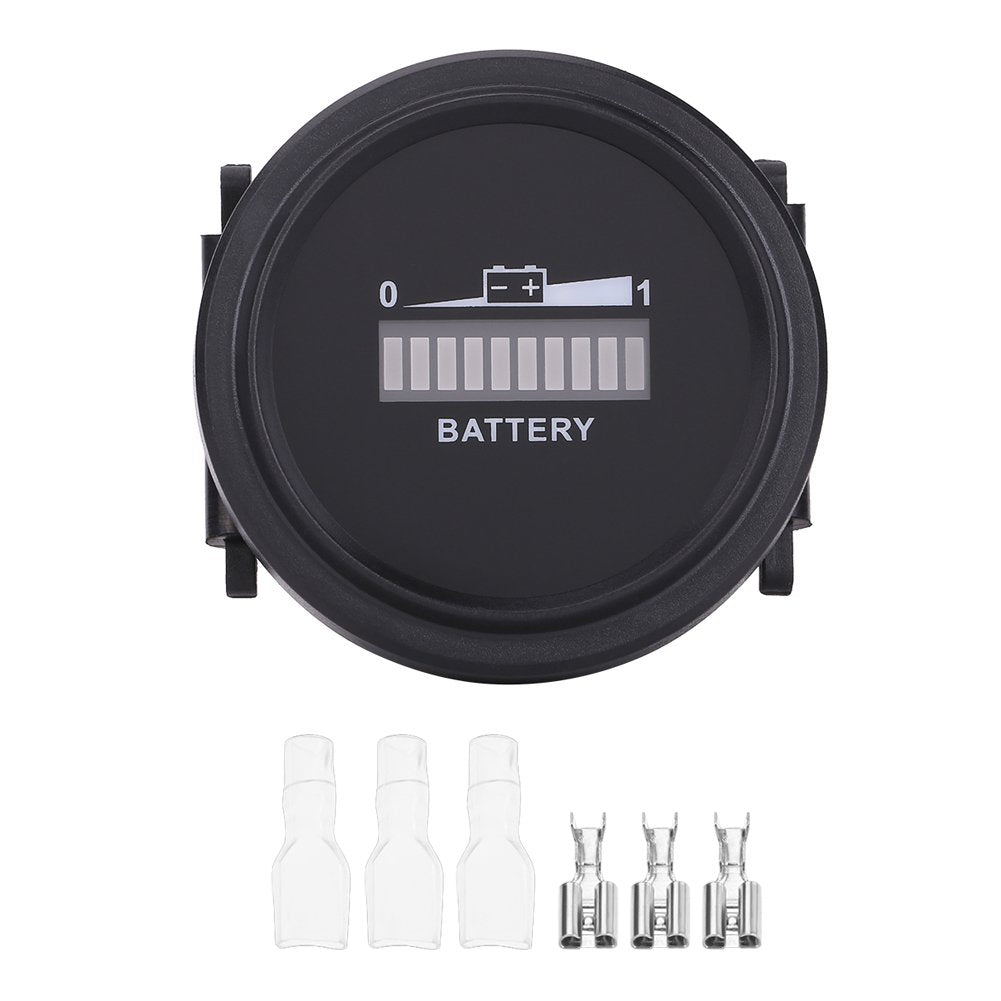 Estink LED Battery Indicator Meter, 12V/24V/36V/48V/72V Cart Battery Indicator, Round Status Indicator for Cart