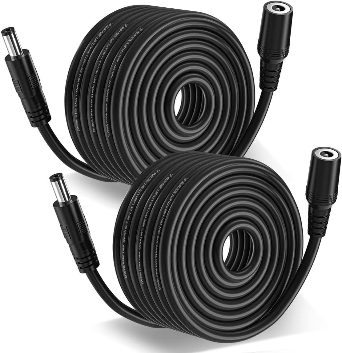 SIOCEN 2-Pack 20FT DC Power Extension Cord 5.5mm x 2.1mm,12v DC Power Supply Adapter for CCTV Security IP Camera Surveillance Indoor Dvr Standalone LED Strip,Car,12 Volt Male to Female Plug Cable