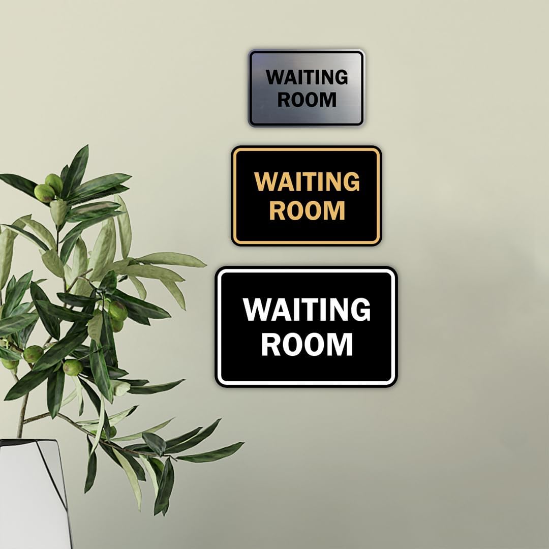 Signs ByLITA Classic Framed Waiting Room (Black) - Large 2 Pack