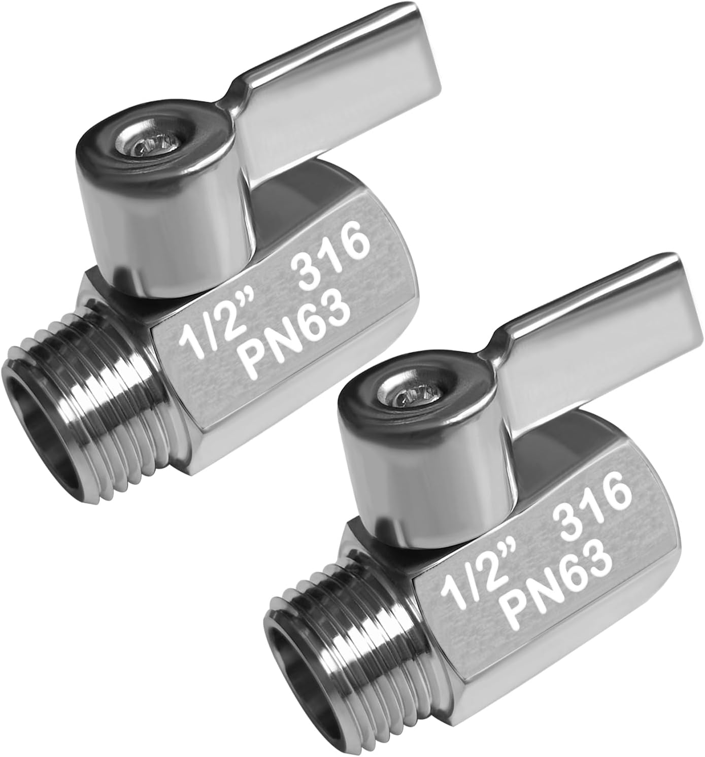 Beduan Mini Ball Valve Stainless Steel(316) 1/2" NPT Male x NPT Female Mini Ball Shutoff Valve (Pack of 2)