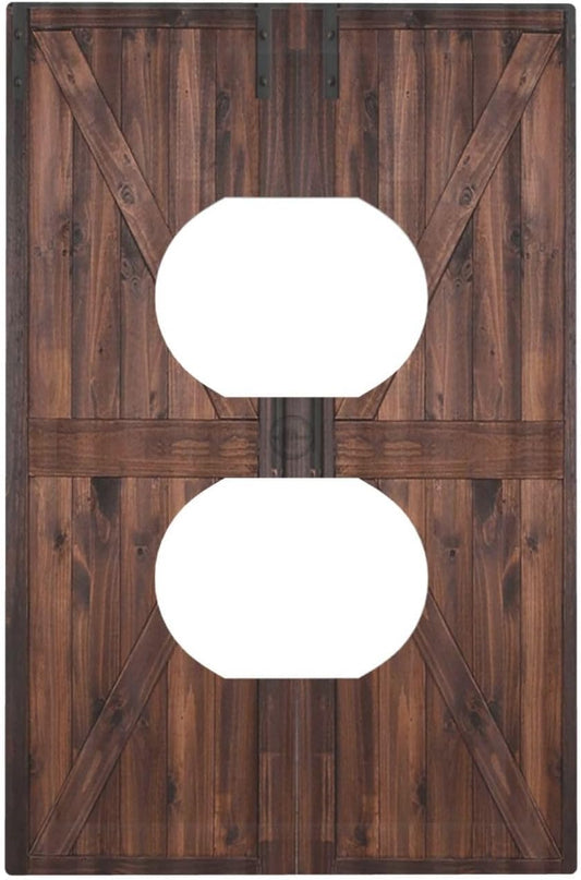 Decorative Outlet Covers Vintage Brown Farmhouse Barn Door 1 Gang Duplex Light Switch Cover Plate Unique Wall Plates for Electrical Outlets Switch Plate Covers for Bedroom Home Decor