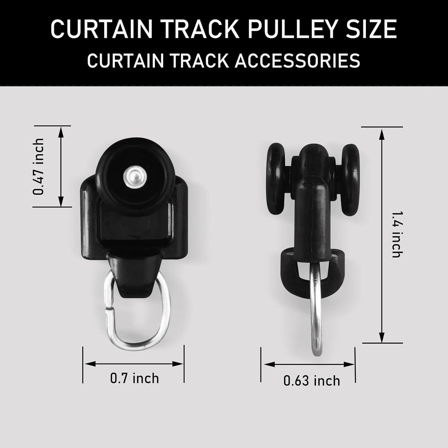 Black Curtain Tracks Ceiling Wall Mounted Heavy-Duty Curtains Rails Room Divider Curtain Track for Living Room Bedroom Room Shower Divider Special Pulley 20PCS