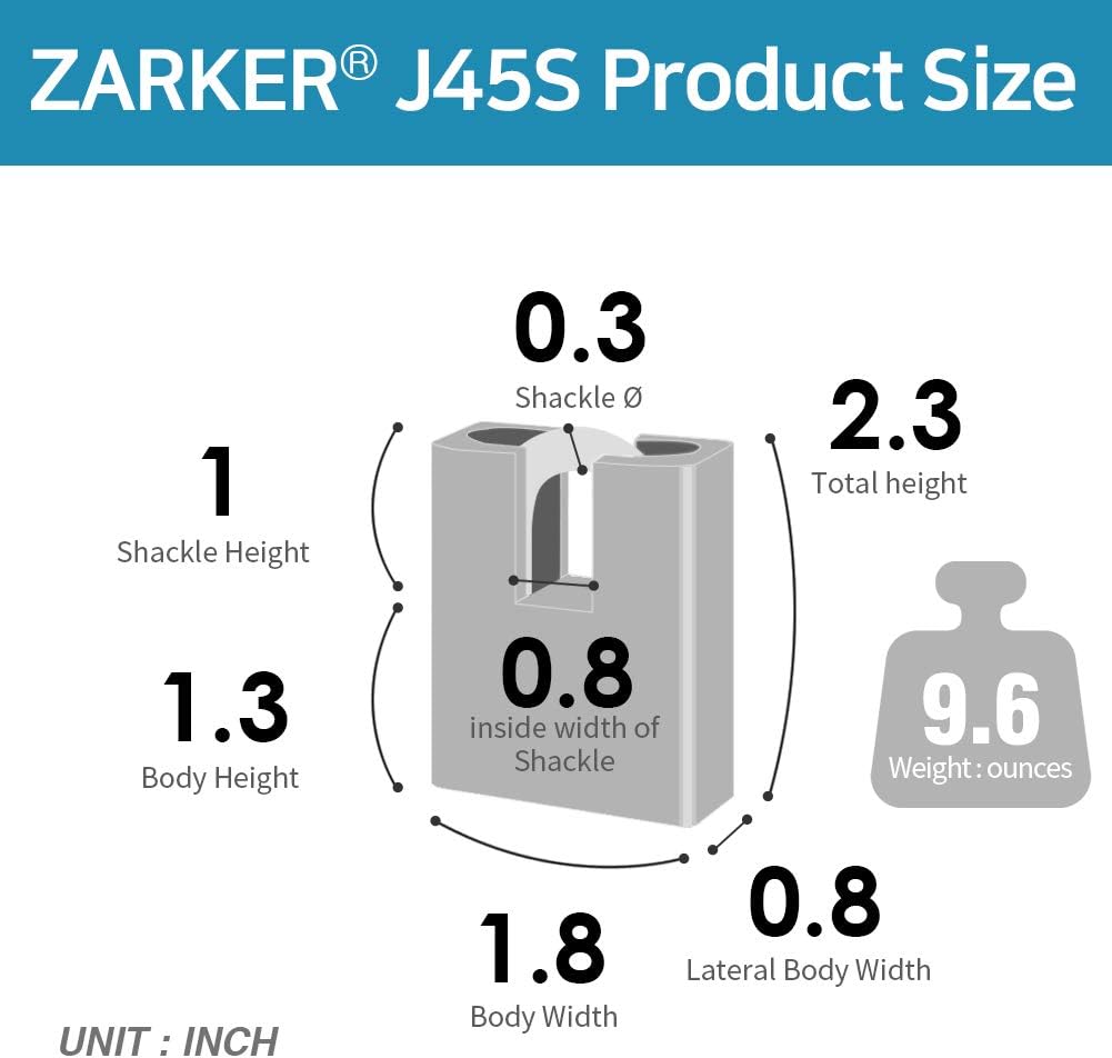 J45S keyed Alike Padlocks, Heavy Duty Stainless Steel Shackle Lock, 6 Keys, Waterproof and Rustproof Storage, Warehouses, Garage, Outdoors, 2-Pack