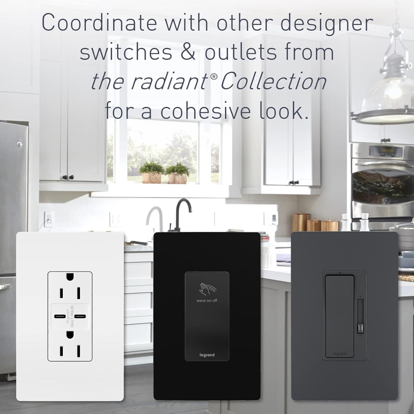 Legrand radiant RRW600UTCCCV4 600W Occupancy Motion Sensor Light Switch, 180 Degree Coverage, Auto On/Auto Off, Single Pole, White/Light Almond/Ivory (1 Count)