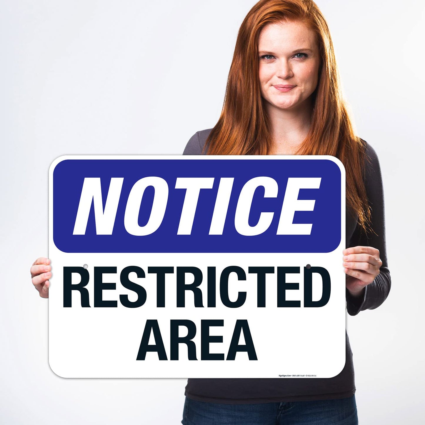 Notice Restricted Area Sign, 18x24 Inches, 55 mil Thick HDPS (high Density polystyrene), Made in USA
