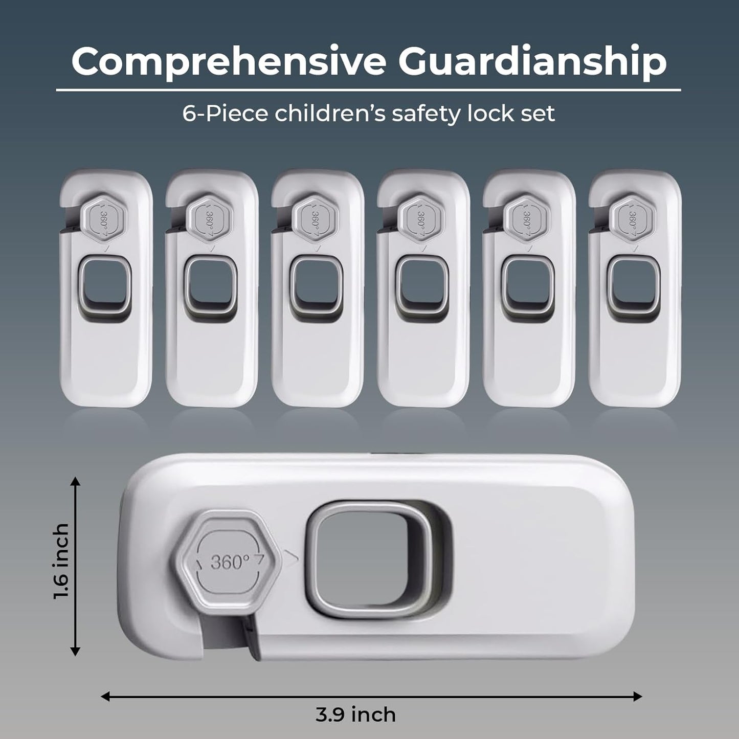 6-Pack Child Proof Refrigerator Lock, Cabinet Lock Baby Proofing, Fridge Locks for Kids with Self Adhesive Latches, Child Safety Locks for Doors, Drawers, Oven, Dishwasher, RV Refrigerator (Grey)