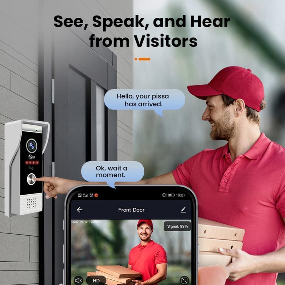 WiFi Video Intercom System Doorbell with Camera,1080P Touch Screen Monitor,Ring Doorbell Camera,Support Night Vision Remote Unlock Dual-Way Intercom for Home Security System (1 BELL+ 1 MONITOR)