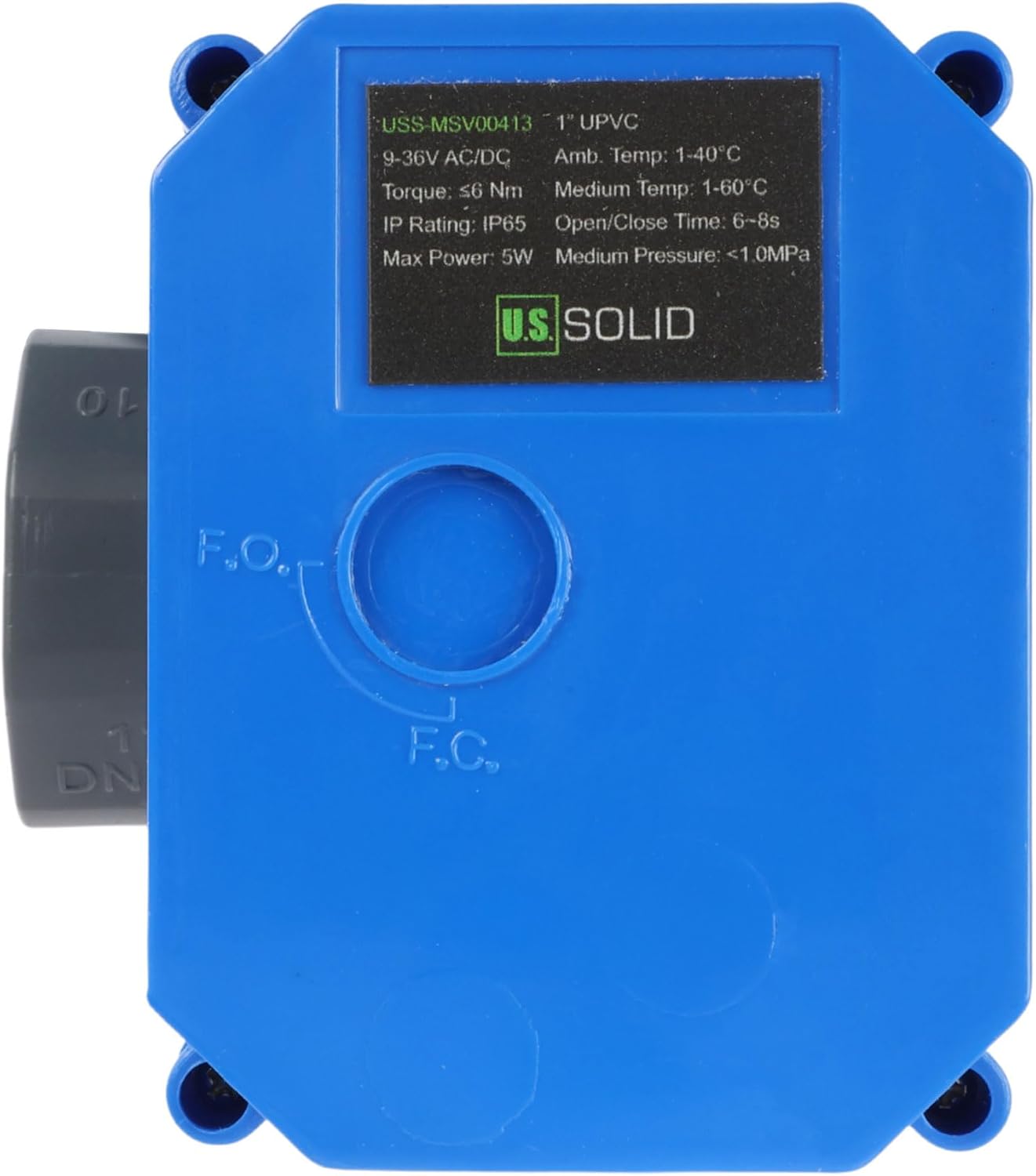 U.S. Solid 1"UPVC Motorized Ball Valve - Plastic Electrical Ball Valve with Full Port, 2 Wire Auto Return, 9-24V AC/DC, Normally Closed