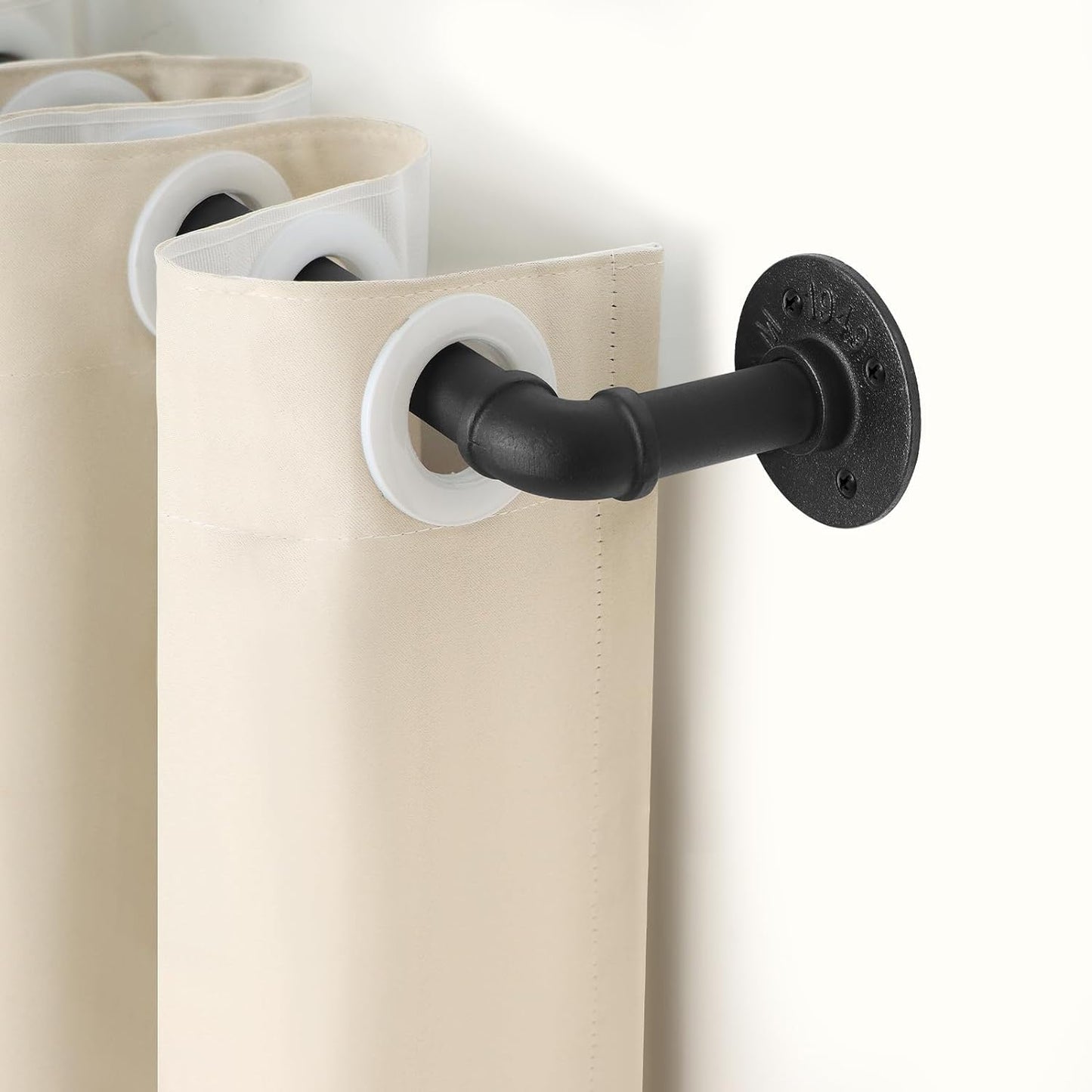Refrze 2 Pack Curtain Rods for Windows 34 to 48 Inch, Industrial Curtain Rods Wrap Around, Heavy Duty for Bedroom & Outdoor, 34-48", "Black Curtain rod