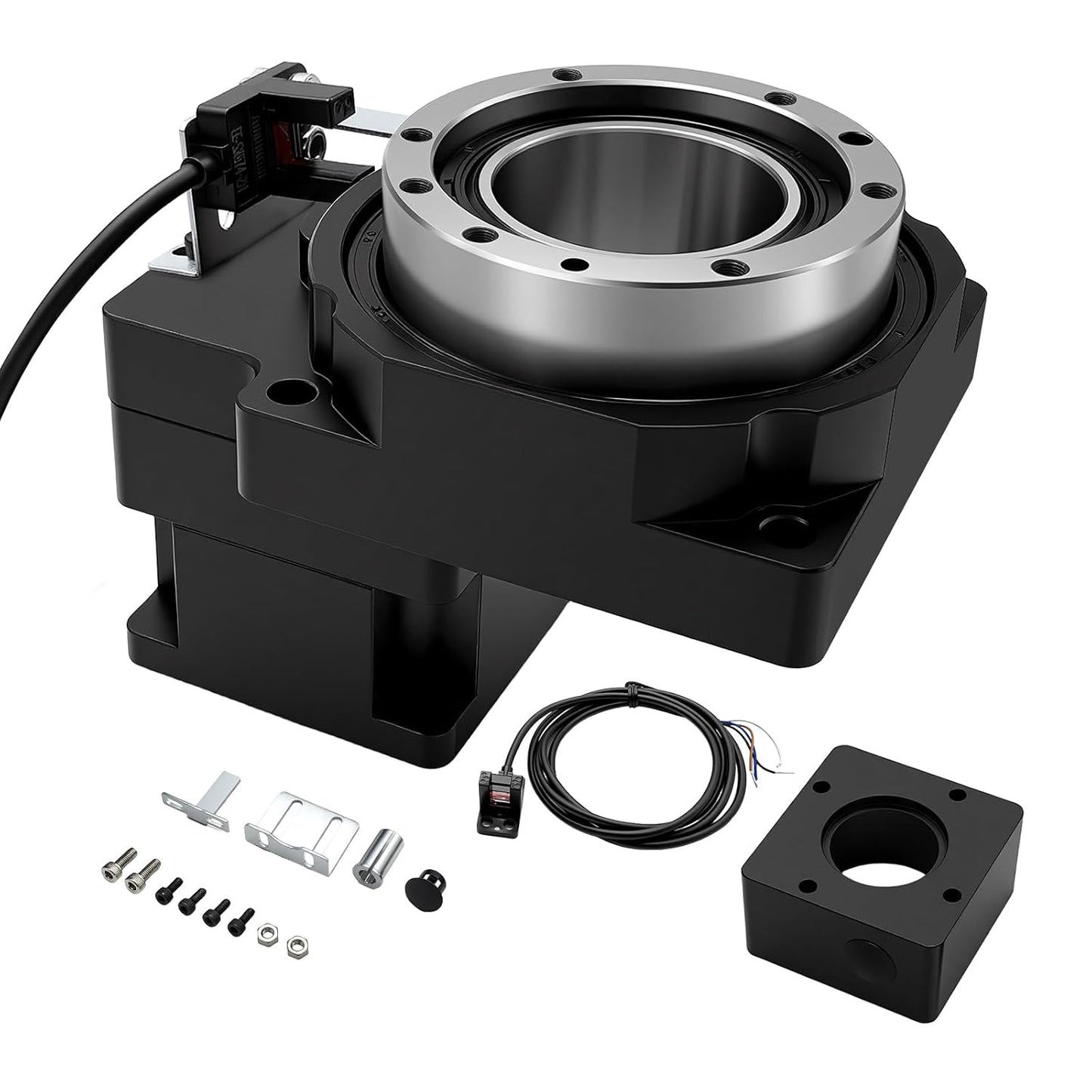 Hollow Rotating Platform Ratio 5:1 High Precision Planetary Gearbox Gear Hollow Rotary Actuator 360 Degree Electric Rotary Table for Nema17 42mm Stepper 40mm Servo Motor CNC Robot Arm