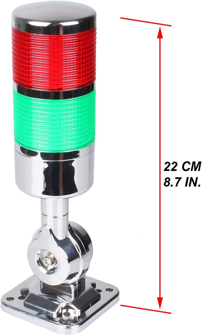 12-24V LED Stack Tower Lights, Industrial Warning Lights, Andon Lights, Column Signal Tower Indicator Lamp Beacon, Continuous/Flashing Light Switchable, 2 Layer (with Buzzer)