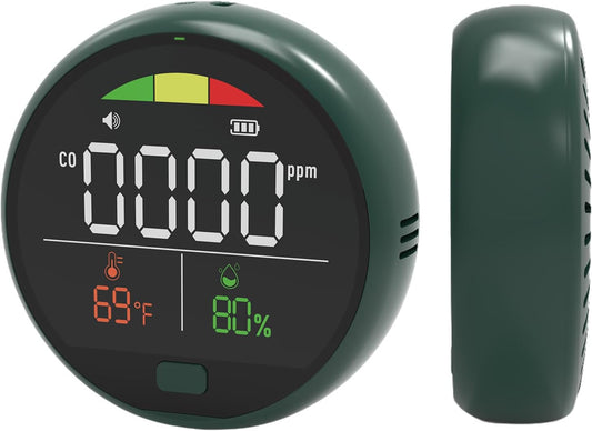 Portable Carbon Monoxide Detector with Digital Display, ±5ppm High Accuracy, 5-Year Sensor Life, Type-C Charging, 150+ Hours Battery Rechargeable CO Monitor for Home, RV & Travel