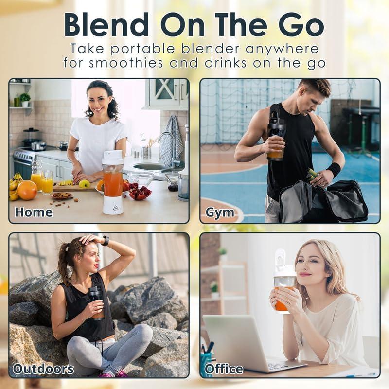 Personal Blender Wireless 24oz Cordless Mini 360 Watt Portable Blender-for Smoothies Freshly Squeezed Juices 6000mAh Self Cleaning and BPA Free Portable Juicer with 6 Sharp Blade Pearl White