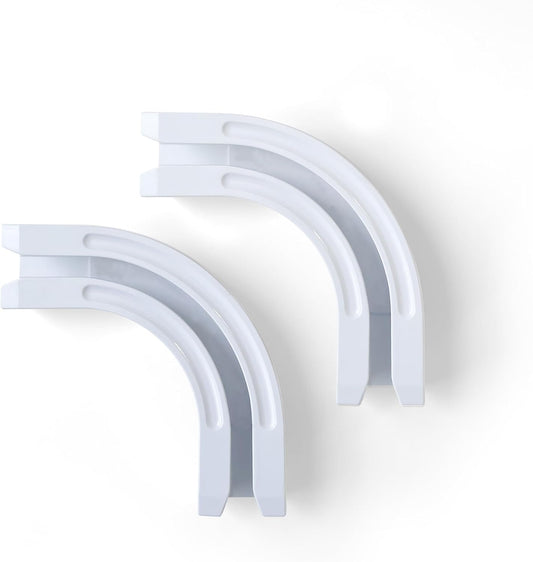 90 Curved Connectors - Ceiling Mount/Wall Mount Curtain Tracks, White 2 Pack