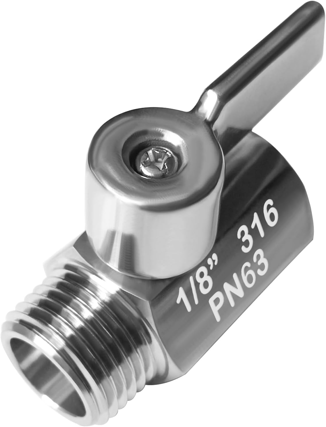 Beduan Mini Ball Valve Stainless Steel(316) 1/8" NPT Male x NPT Female Mini Ball Shutoff Valve