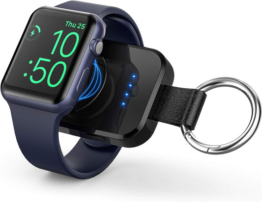 i.VALUX Portable Wireless Charger for Apple Watch Series 11/10/9/8/UItra/7/6/5/4/3/2/SE,Compact Magnetic iWatch Charger 1000mAh Extra Power Bank Smart Keychain Travel Accessories Father Birthday-Black
