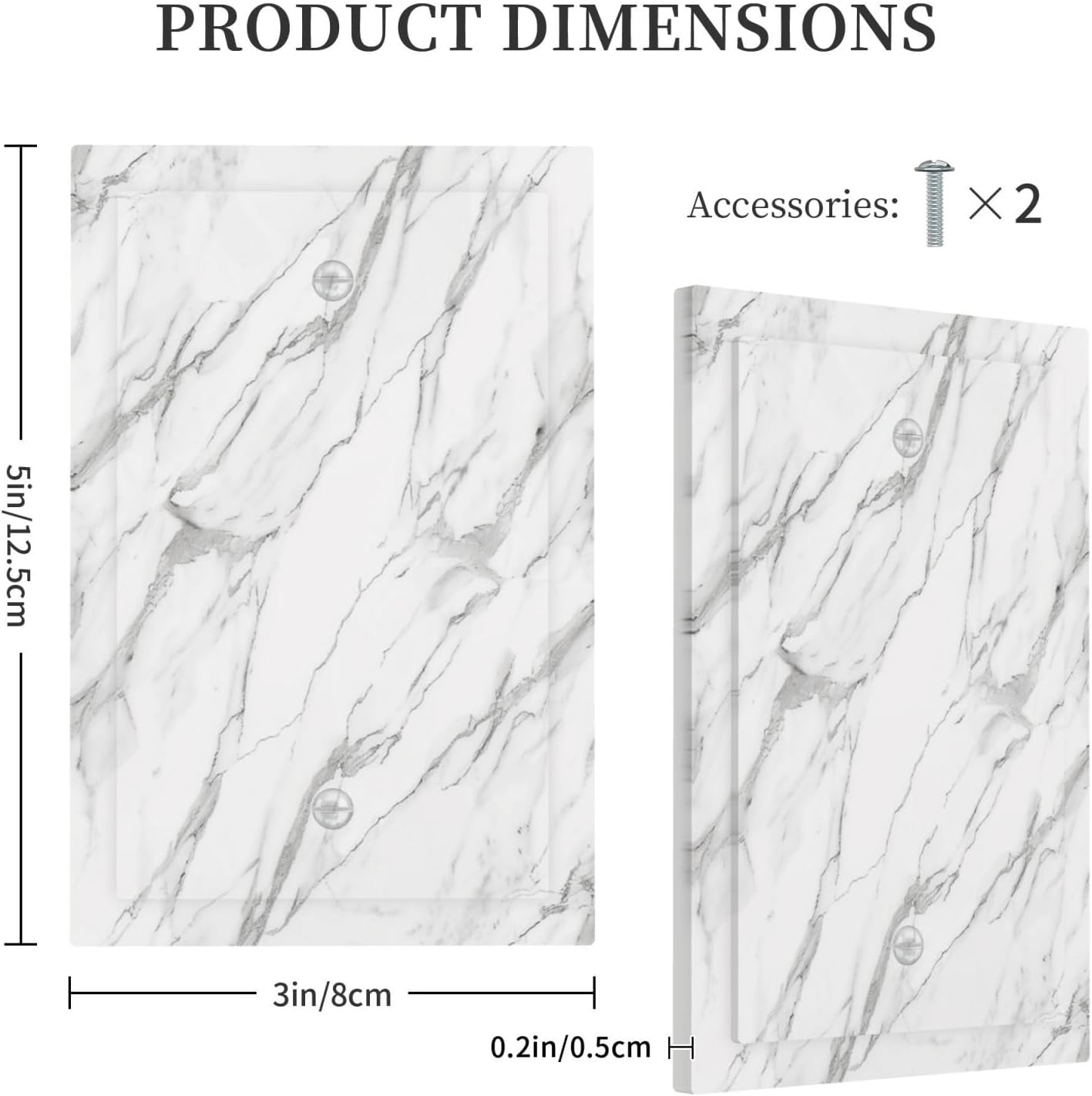 Decorative Light Switch Cover Plate Modern Grey Marble Texture 1 Gang No Device Single Blank Outlet Covers Wall Plates for Electrical Outlets Faceplate for Bedroom Kitchen Home Decor