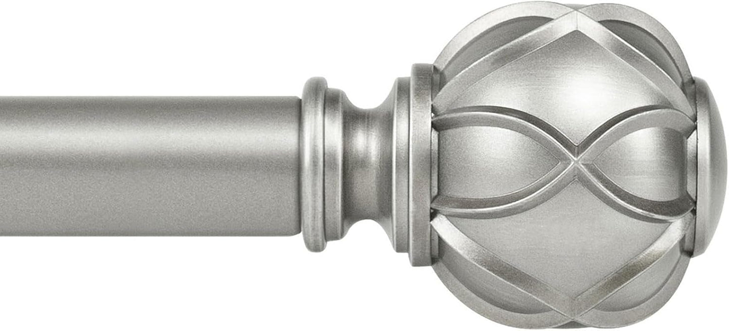 KAMANINA Curtain Rods for Windows 66 to 120 Inch, 7/8 Inch Antique Silver Heavy Duty Window Curtain Rod 32 to 120 (2.6-10ft), Adjustable Decorative Drapery Rods with Netted Texture End