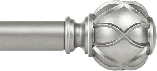 KAMANINA Curtain Rods for Windows 66 to 120 Inch, 7/8 Inch Antique Silver Heavy Duty Window Curtain Rod 32 to 120 (2.6-10ft), Adjustable Decorative Drapery Rods with Netted Texture End