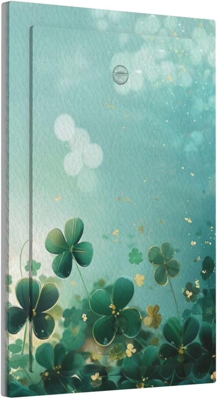 Decorative Light Switch Plate Covers Rustic Green Lucky Four leaf Clover 1 Gang No Device Single Blank Outlet Covers Wall Plate Light Switch Cover Plate for Bedroom Home Decor