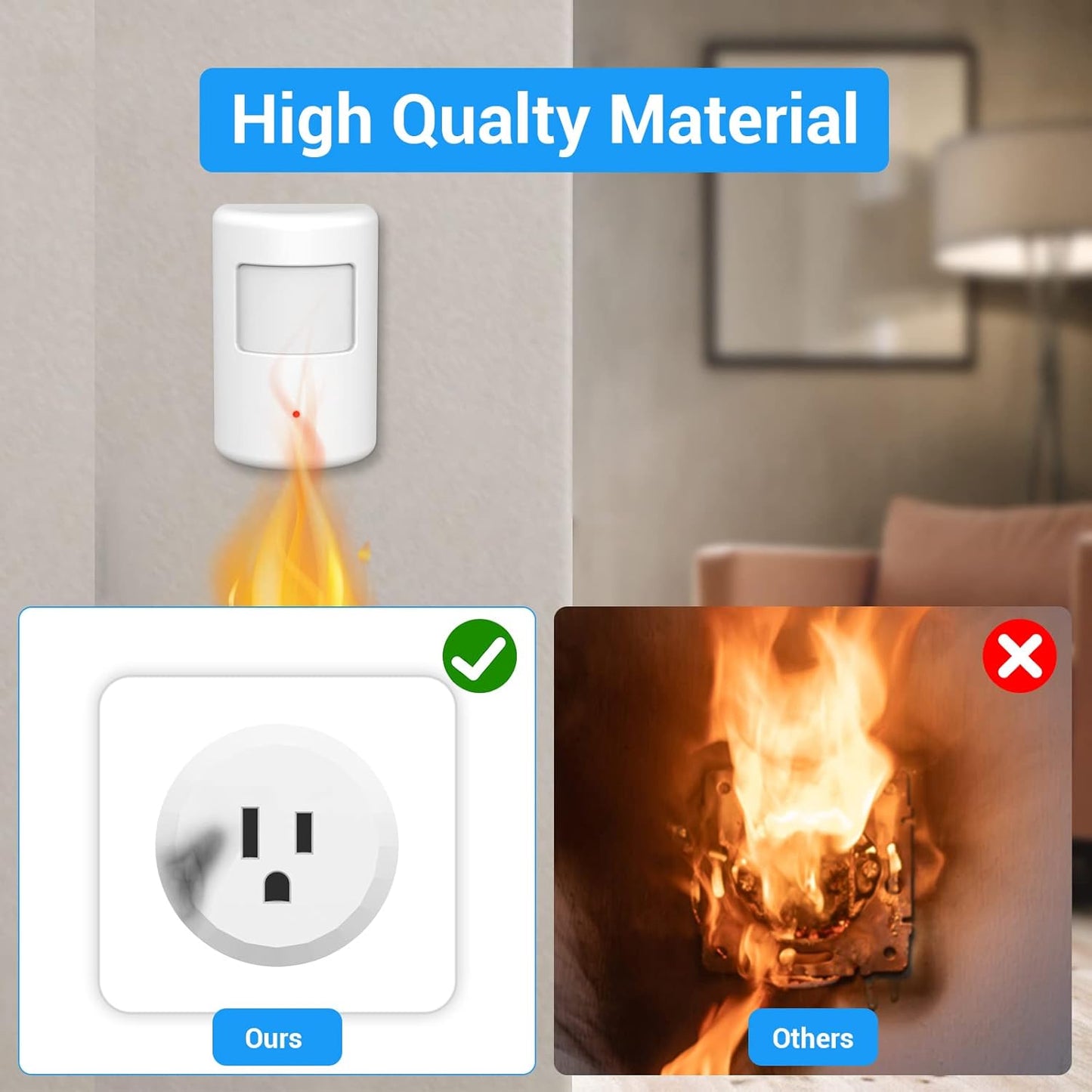 SEHOMY Motion Sensor Switch with Outlet for Bathroom Kitchen, Control Bedroom lamp, exhaus, Range Hood, PIR Infrared Indoor Motion Activated Sensor Plug for air Conditioner, No Pair Required