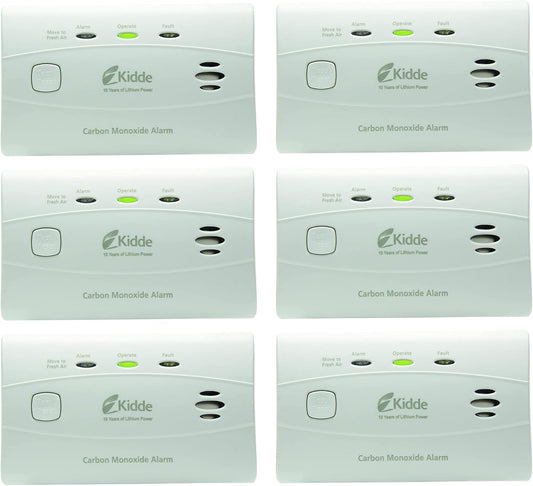 Kidde Carbon Monoxide Detector with 10-Year Battery, 3 LED Lights & Alarm Memory, 6 Pack