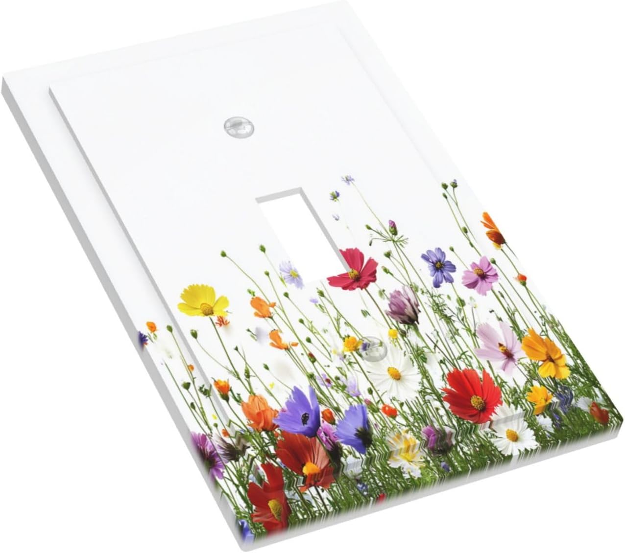 Decorative Light Switch Cover Colorful Wildflowers Plant Floral Daisy 1 Gang Single Toggle Device Electrical Faceplate Switchplates Decorator Outlet Wall Plate For Bed Room Living Room