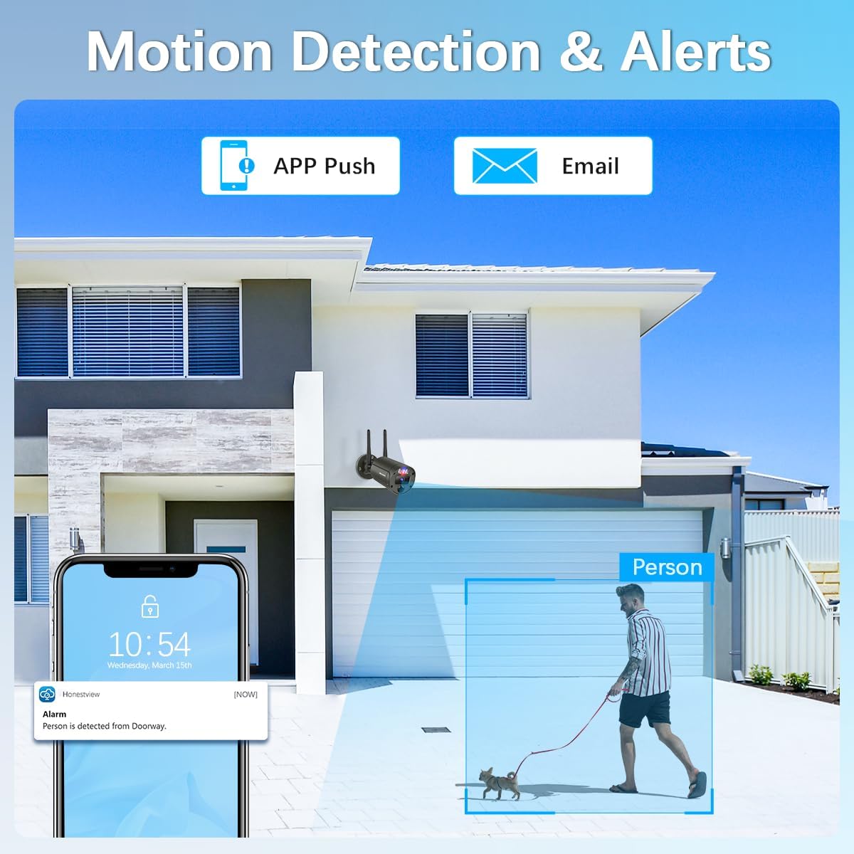 【130° Wide Angle & 2-Way Audio】 Outdoor Wireless Security Camera System, Wireless Cameras for Home Security, WiFi Video Surveillance Systems DVR Kits