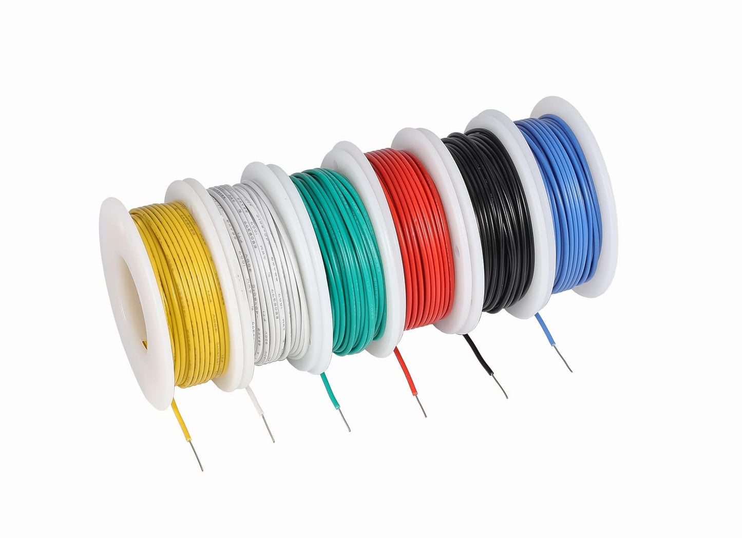 TUOFENG 26 awg Wire Solid Core Hookup Wires-6 Different Colored Jumper Wire 33ft or 10m Each, 26 Gauge Tinned Copper Wire PVC (OD: 1.25mm) Hook up Wires Kit