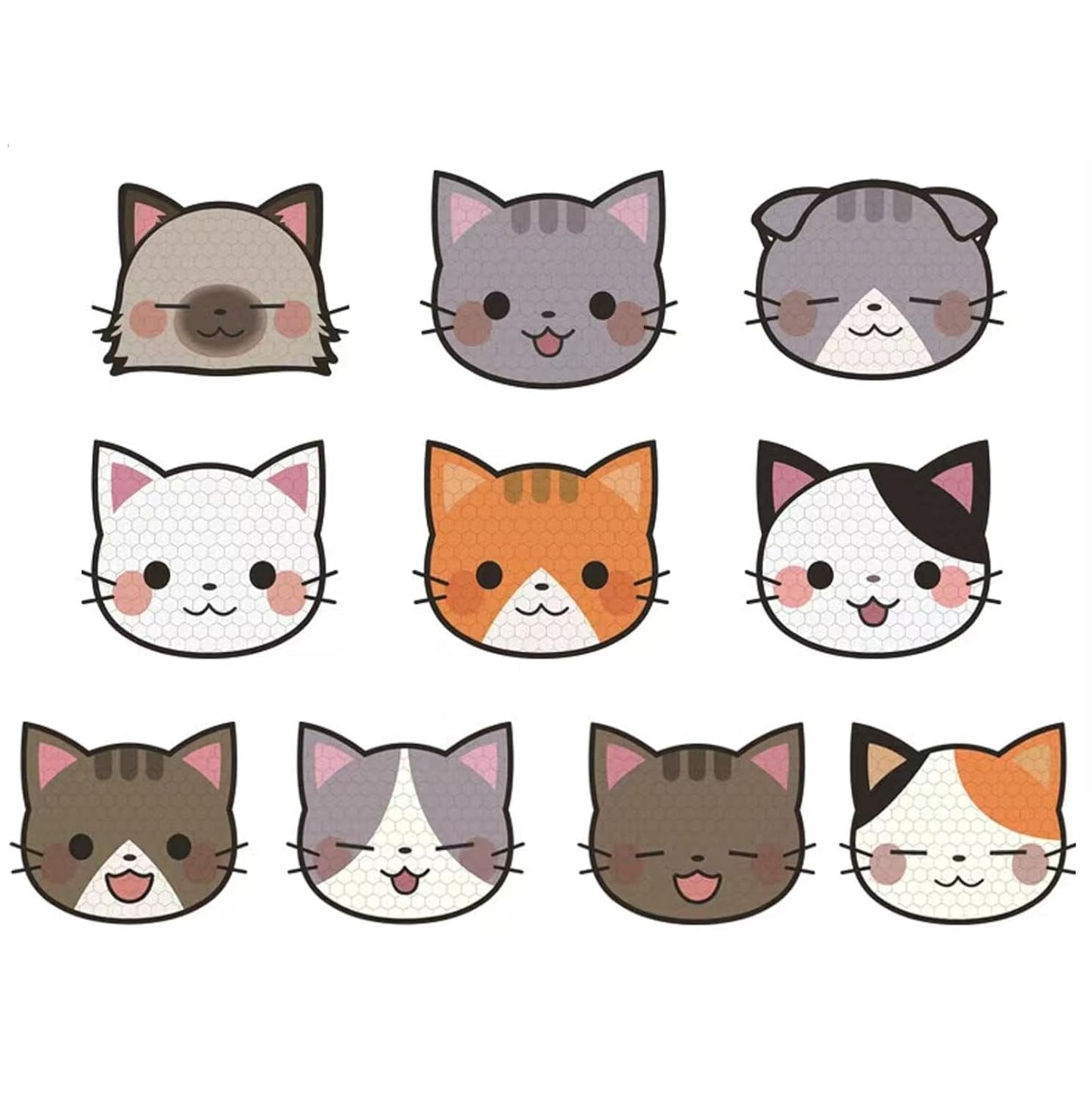 Reflective Stickers 100 Pcs, Outdoor Waterproof High Visibility Warning Safety Adhesive Reflector (1.5" X 1.8", Cat face)