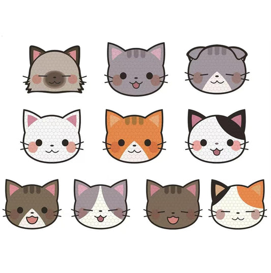 Reflective Stickers 20 Pcs, Outdoor Waterproof High Visibility Warning Safety Adhesive Reflector (1.5" X 1.8", Cat face)
