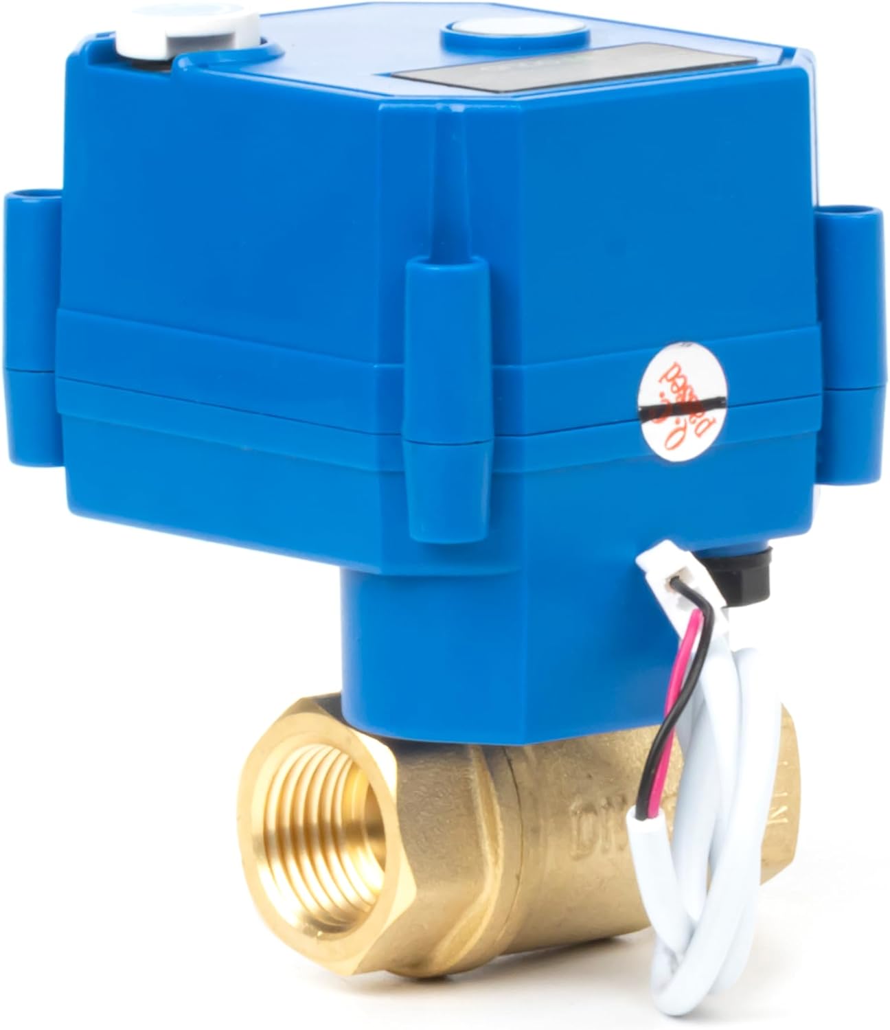U.S. Solid 1/2" Motorized Ball Valve with Manual Function - Brass, Full Port, 85-265V AC, 2 Wire Auto Return, Normally Closed