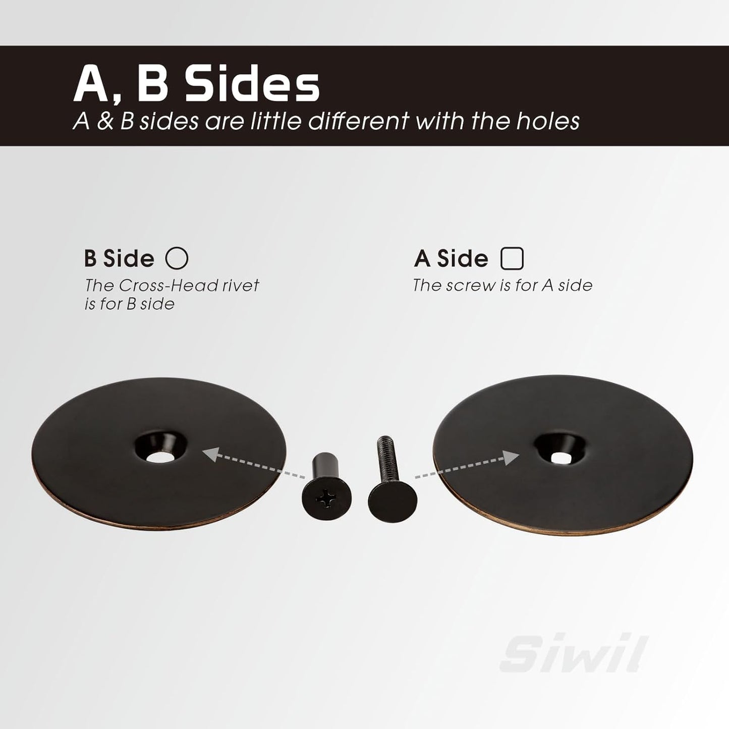Door Hole Cover Plate, 2-5/8" Diameter Solid Steel, Hole Filler Plate (2, Matte Black)