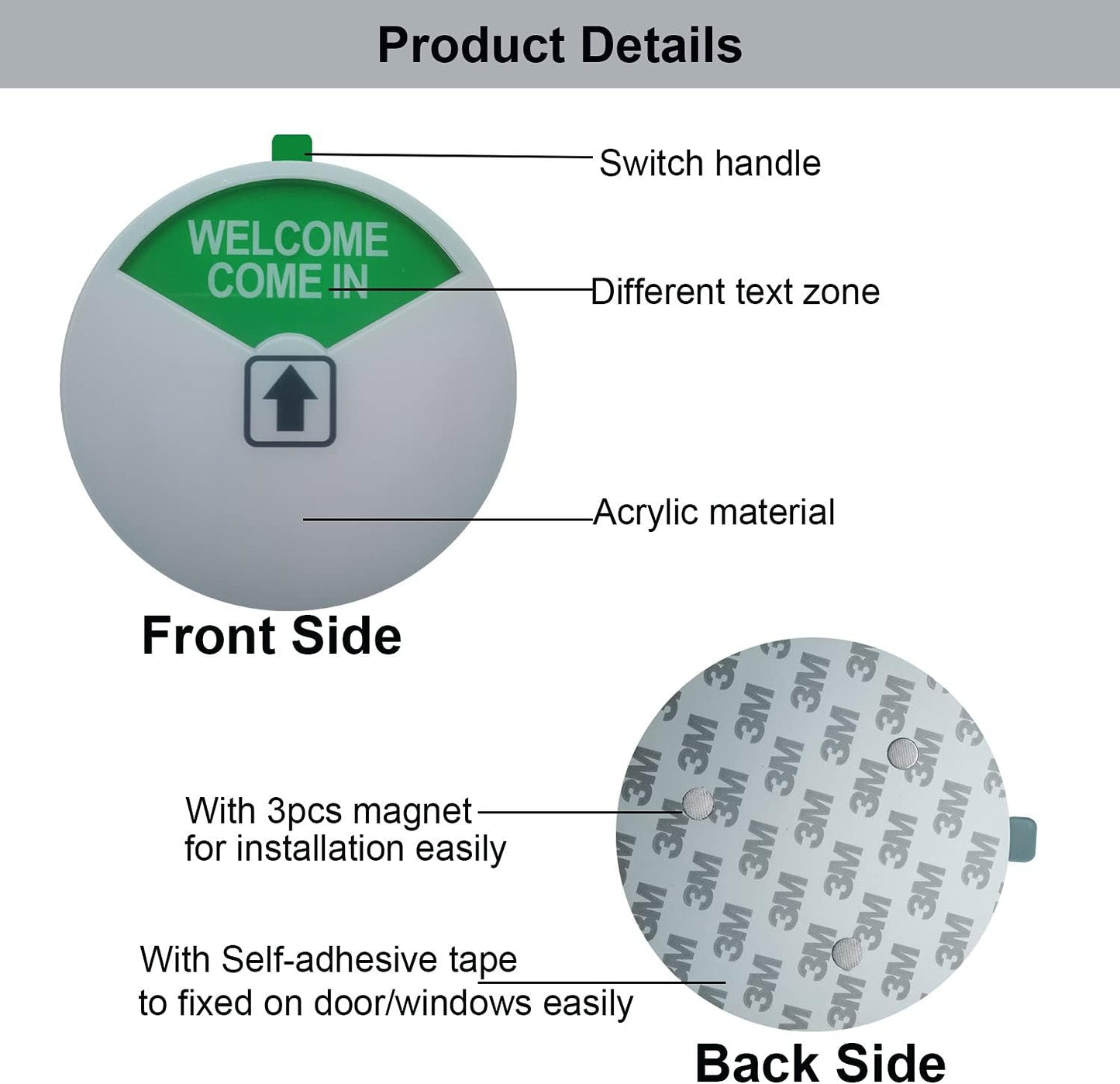 Privacy Sign,Out of Office/Please Come In/In a Meeting/Office/Conference Sign with Strong Adhesive Tape, 4 x 4 x 0.3 Inch Acrylic (White-6 Pack)