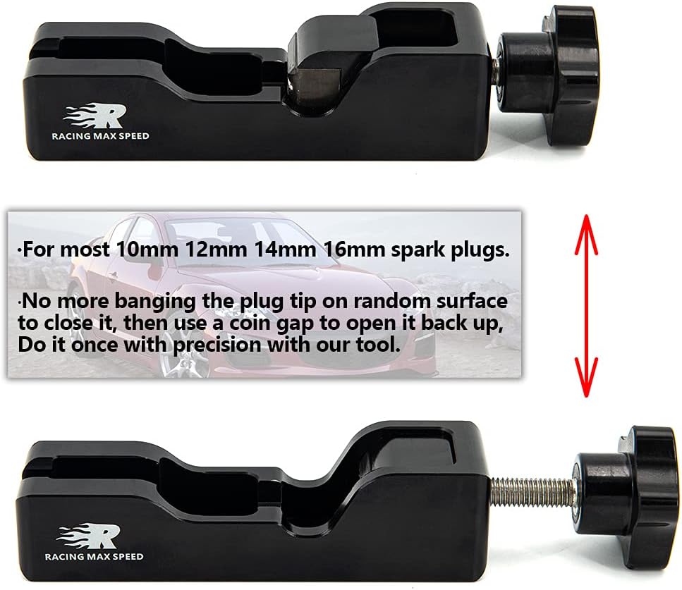 Universal Spark Plug Gap Tool Compatible with Most 10mm 12mm 14mm 16mm Spark Plugs Black - 1 Set with Feeler Gauge