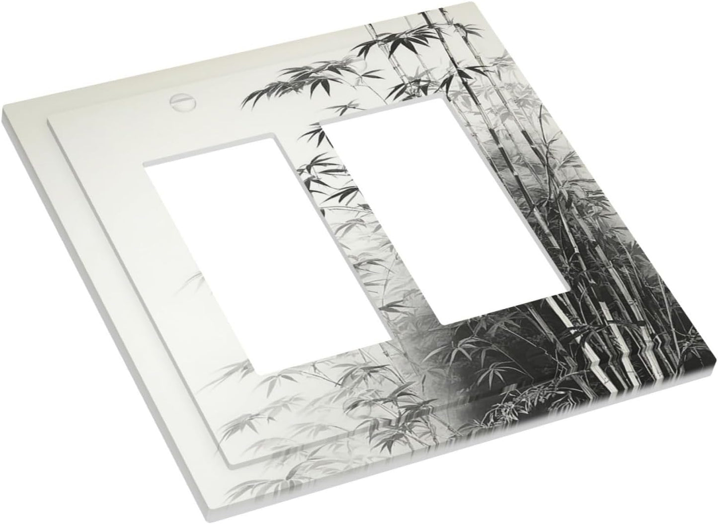 Watercolor Vintage Ink Bamboo Forest Outlet Covers Light Switch Cover Plate 2 Gang Double Rocker Wall Plates Decorative Switch Plates Plug Cover Electrical GFCI Receptacle Cover for Home 4.9 X 5 IN
