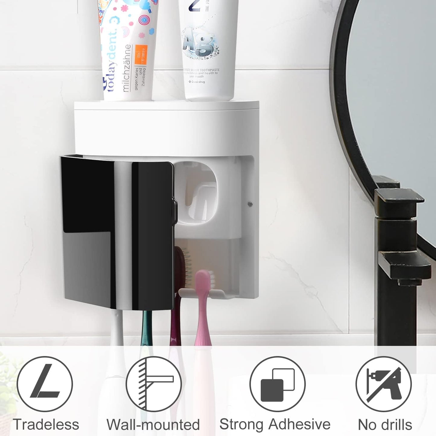 Boperzi Replacement Adhesive Strip for Toothbrush Holder Wall Mounted Toothpaste Dispenser (2 PCS)