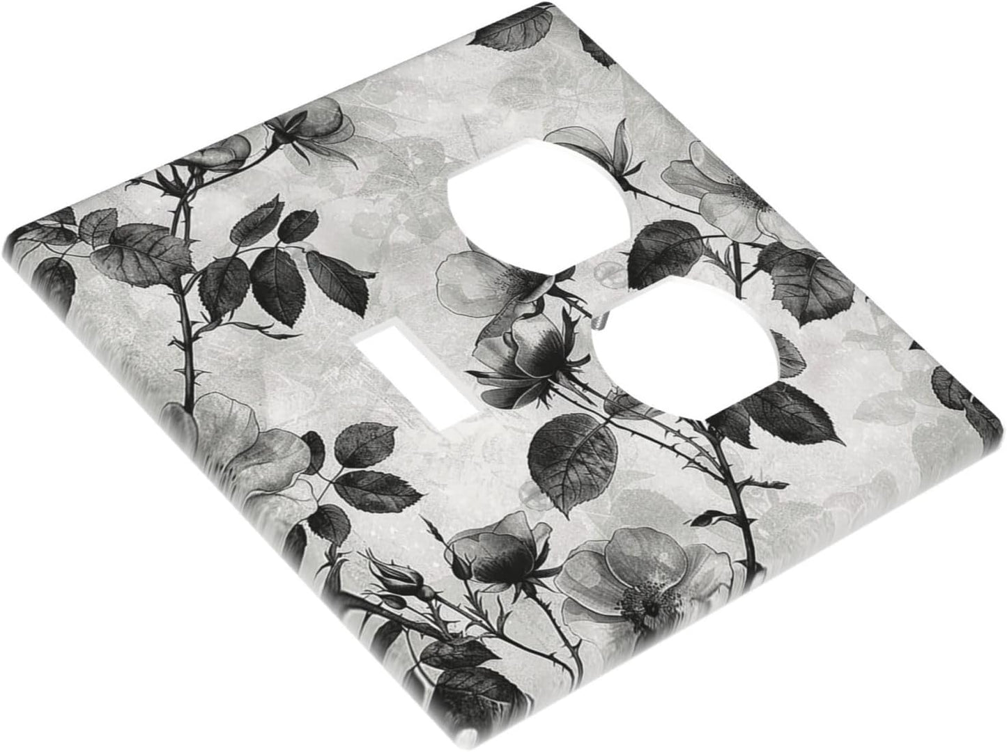 Wallplates Black Breezy Watercolor Garden Floral 1 Toggle 1 Duplex Switch Plate Electrical GFCI Faceplate Decorative Light Switch Covers for Bedroom Home Decor
