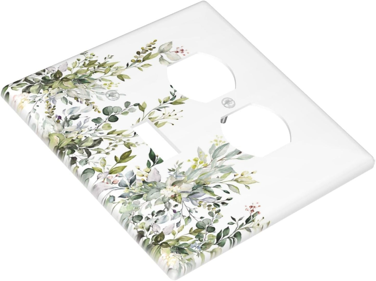 Decorative Outlet Covers Rustic Eucalyptus Leaves Green Leaf 2 Gang Wall Plate Single Toggle Duplex Light Switch Cover Switch Plate Covers for Country Bedroom Home Decor