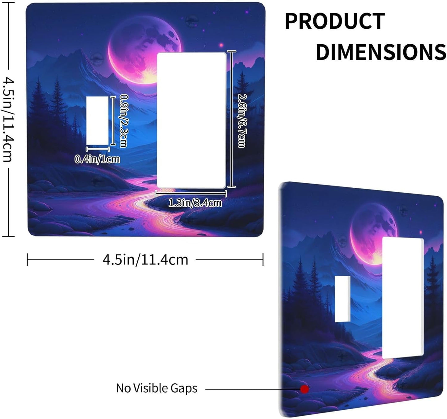Purple Cyberpunk River Full Moon Mountain Forest Outlet Covers 1 Toggle 1 Rocker Combination Light Switch Cover Plate Decorative Wall Plate Electrical Switch Plates for Bedroom Bathroom